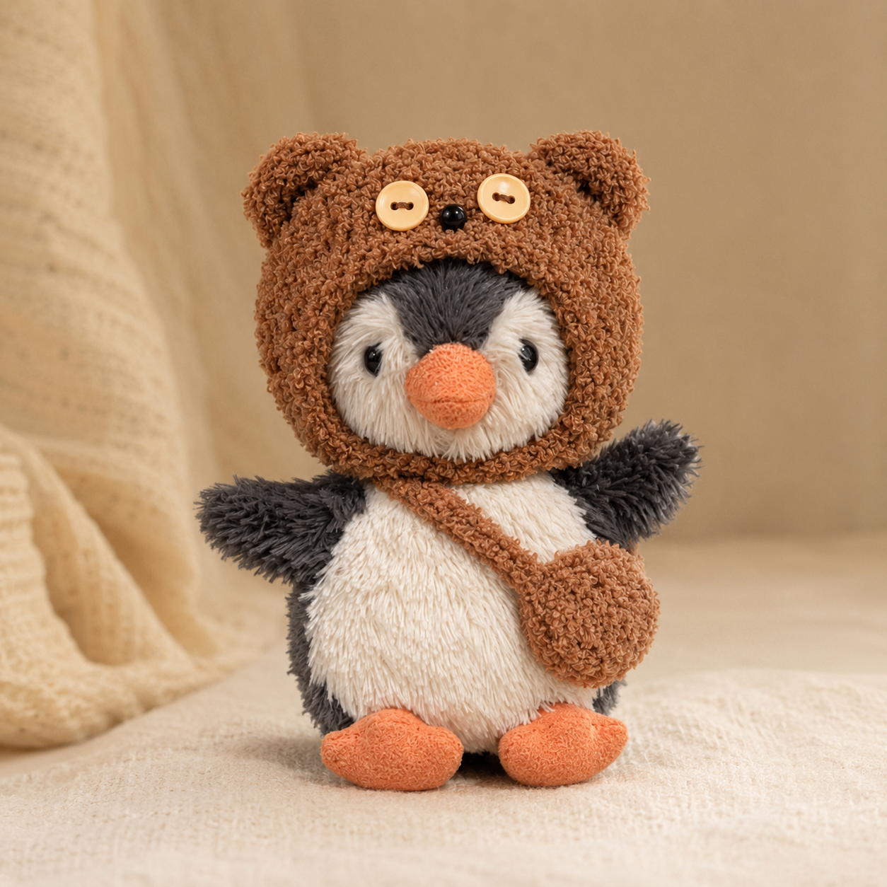 Amusable peanut/Small peanut penguin outfit - Teddy Bear Hood & Crossbody Bag Set