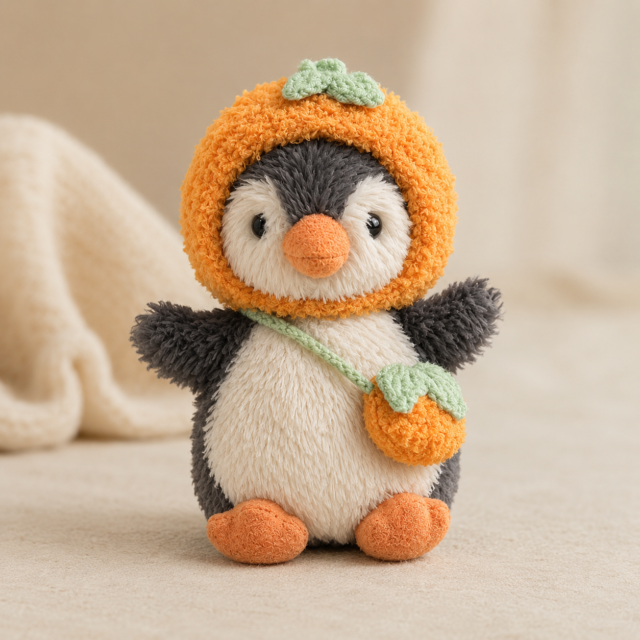 Amusable peanut/Small peanut penguin outfit - Persimmon Hood & Crossbody Bag Set