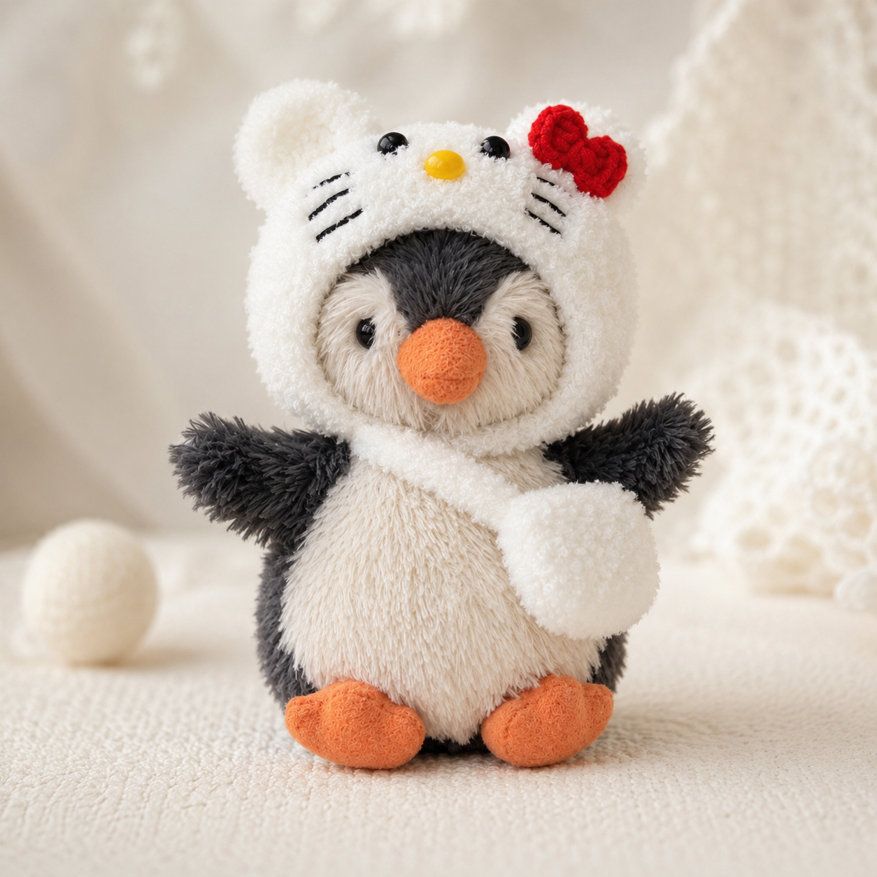 Amusable peanut/Small peanut penguin outfit - Kitty Hood & Crossbody Bag Set