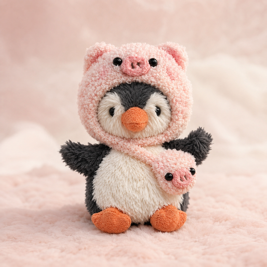 Amusable peanut/Small peanut penguin outfit - Pink Pig Hood & Crossbody Bag Set