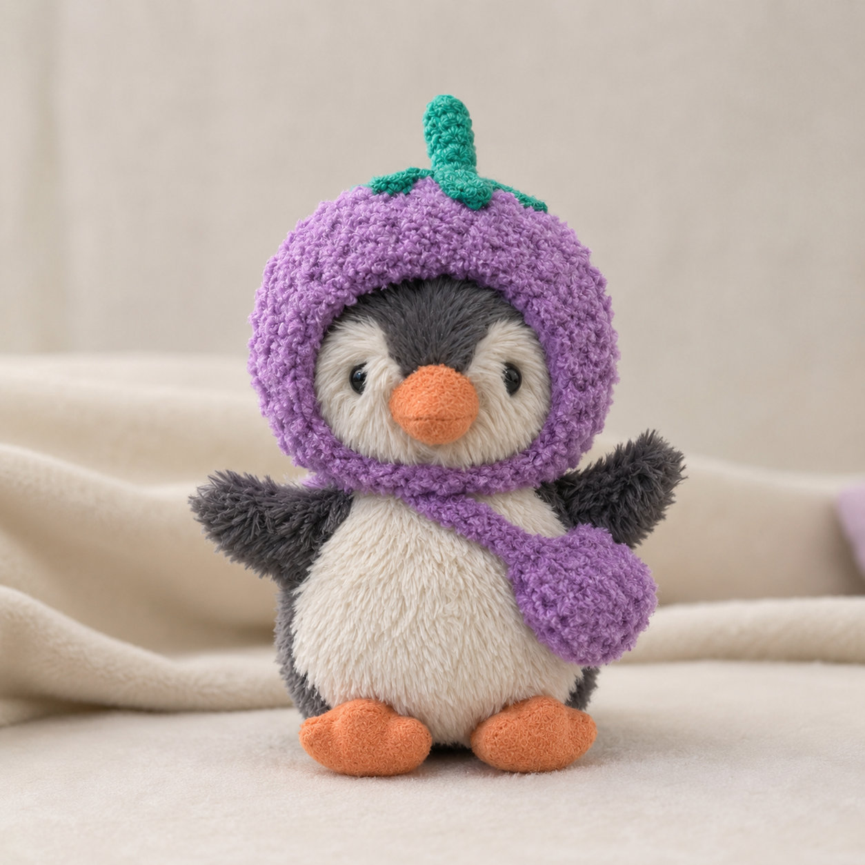 Amusable peanut/Small peanut penguin outfit - Eggplant Hood & Crossbody Bag Set