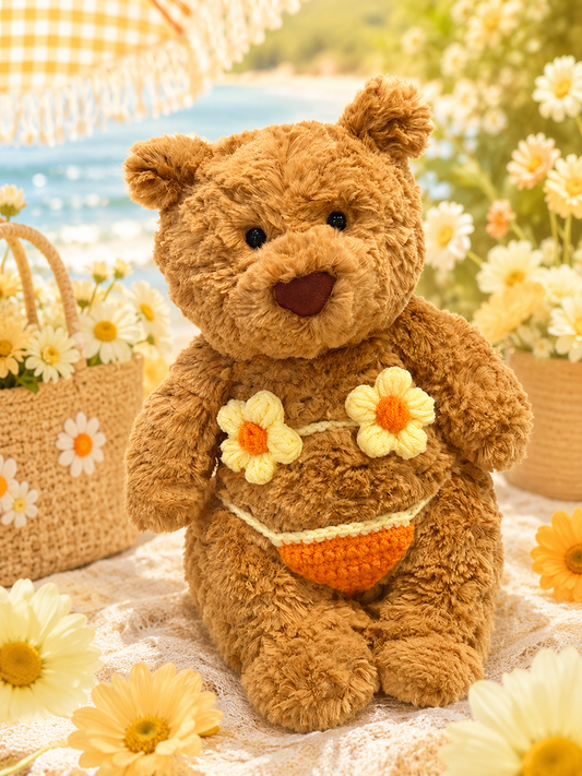 Medium/Large Bartholomew Bear Crochet Outfit – Orange bikini