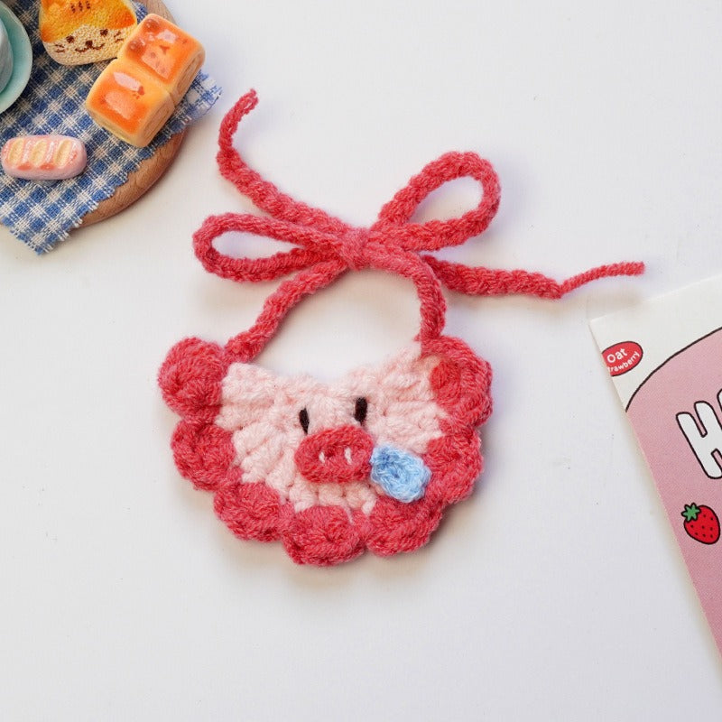 Small/Medium plush crochet bibs clothes outfits - Pink piggy bibs
