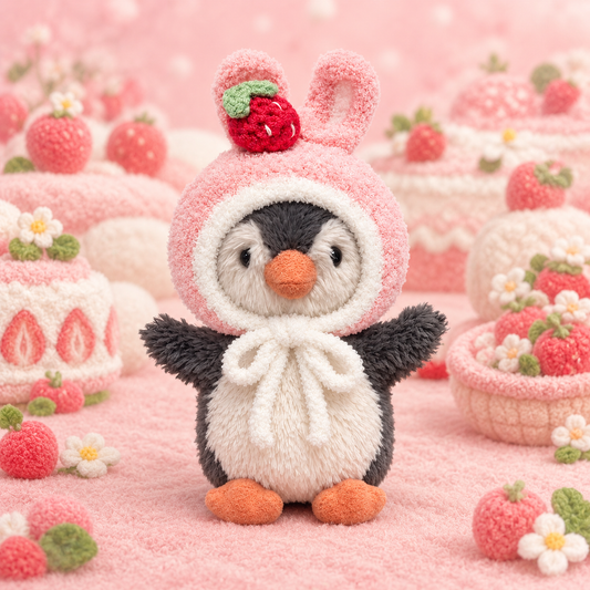 Amusable peanut/Small peanut penguin outfit - Strawberry Bunny Hood