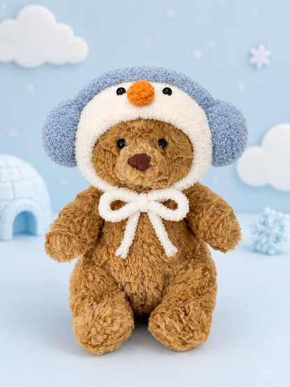 Tiny Bartholomew Bear clothes outfits - Snowman Earmuff Hood