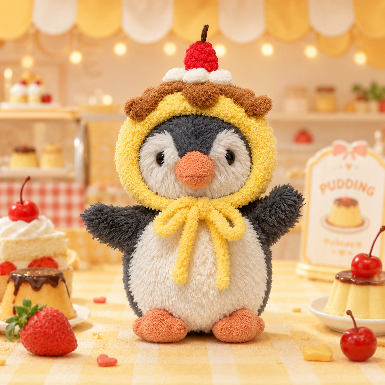Amusable peanut/Small peanut penguin outfit - Caramel Pudding Hood