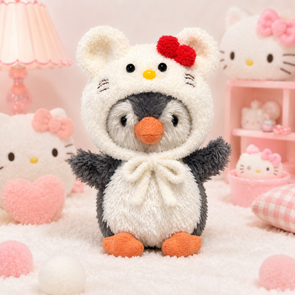 Amusable peanut/Small peanut penguin outfit - White Cat Hood