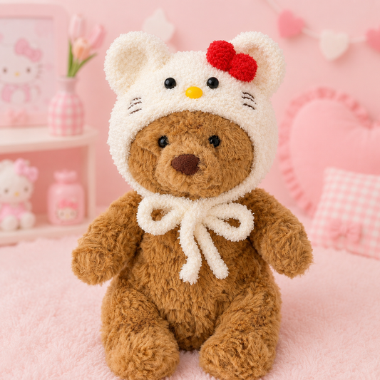 Tiny Bartholomew Bear clothes outfits - White Cat Hood