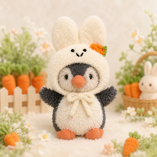 Amusable peanut/Small peanut penguin outfit - White Bunny Hood