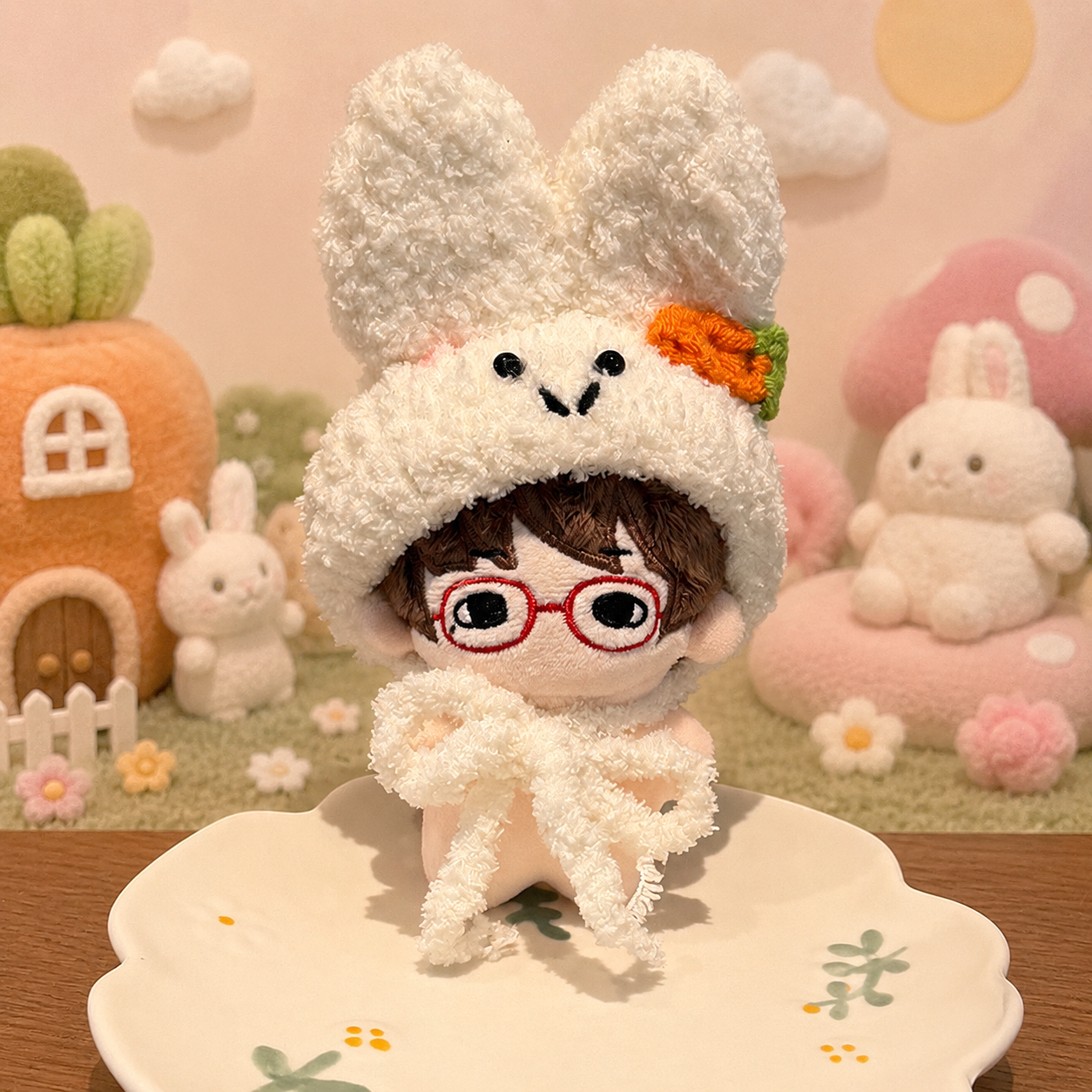 Amusable peanut/Small peanut penguin outfit - White Bunny Hood