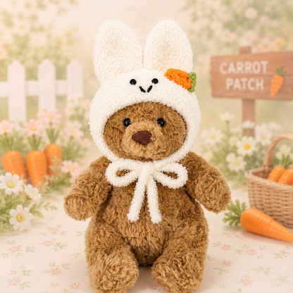 Tiny Bartholomew Bear clothes outfits - White Bunny Hood