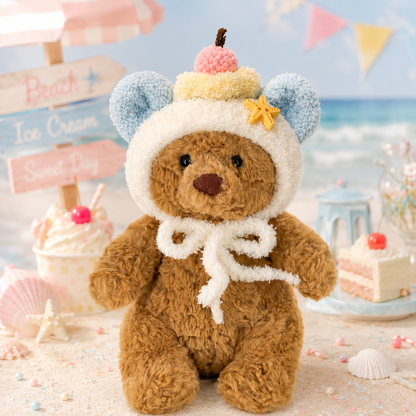 Cherry Cake Hood Costume for Bartholomew Bear Plush – 6-Inch Outfit