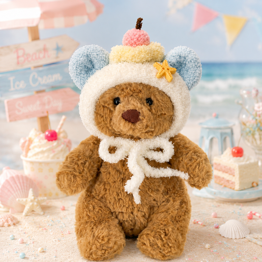 Tiny Bartholomew Bear clothes outfits - Cherry Cake Hood