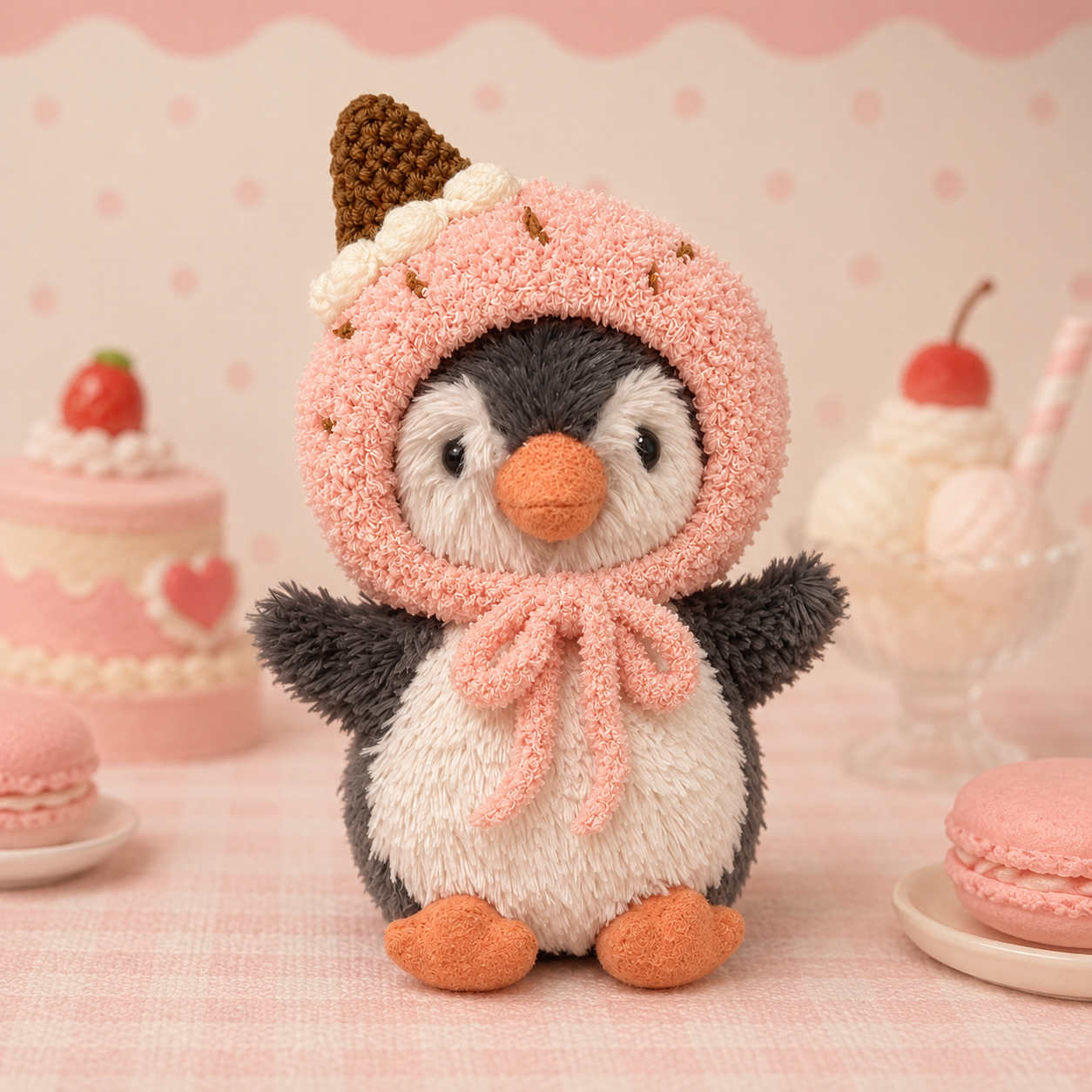 Amusable peanut/Small peanut penguin outfit - Mint Chocolate Ice Cream Hood