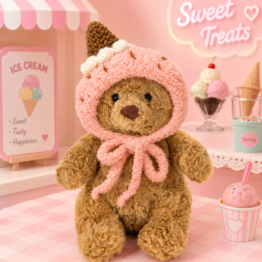 Tiny Bartholomew Bear clothes outfits - Mint Chocolate Ice Cream Hood
