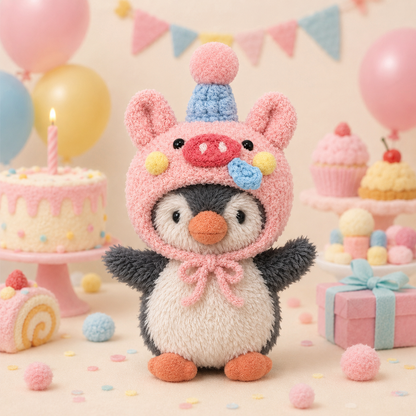 Amusable peanut/Small peanut penguin outfit - Pink Pig Hood