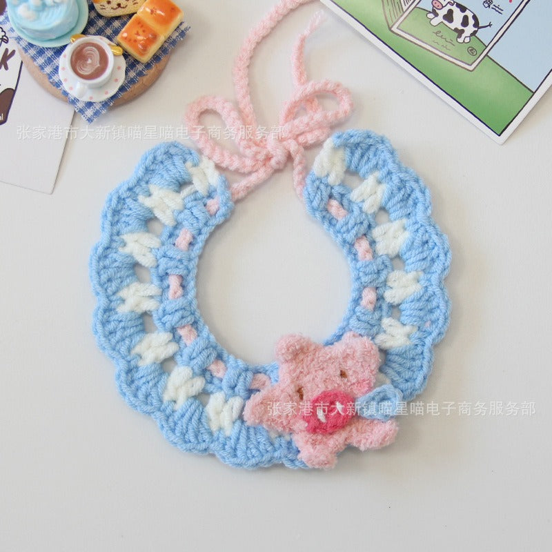 Medium/Large Bartholomew bear Crochet Bib Outfit - Pink Piggy Bib