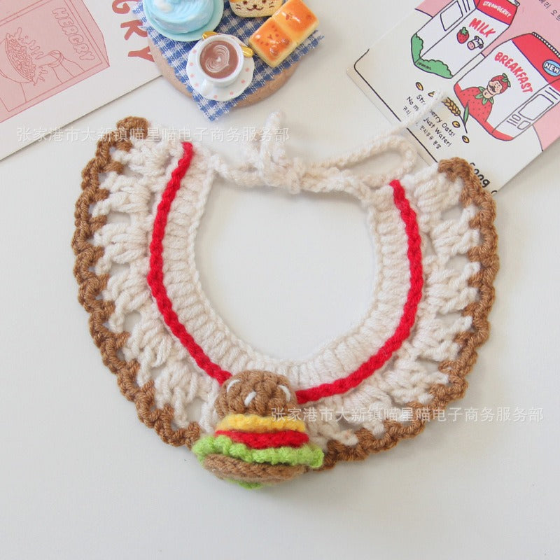 Medium/Large Bartholomew bear Crochet Bib Outfit - Hamburger Bib