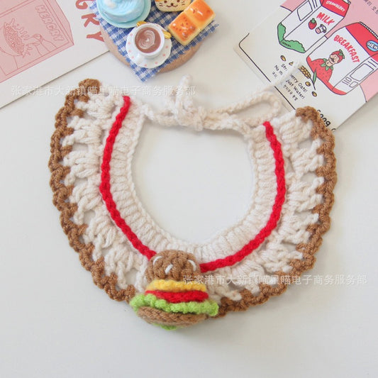 Medium/Large Bartholomew bear Crochet Bib Outfit - Hamburger Bib