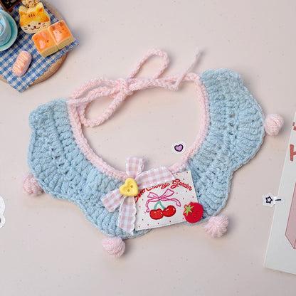 Medium/Large Bartholomew bear Crochet Bib Outfit - Blue Cherry Bib