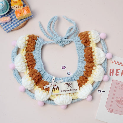 Medium/Large Bartholomew bear Crochet Bib Outfit - Brown Blue Bib