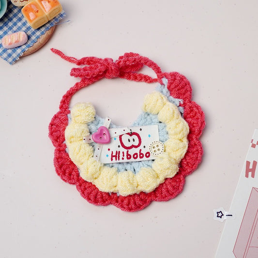 Medium/Large Bartholomew bear Crochet Bib Outfit - Red Apple Bib