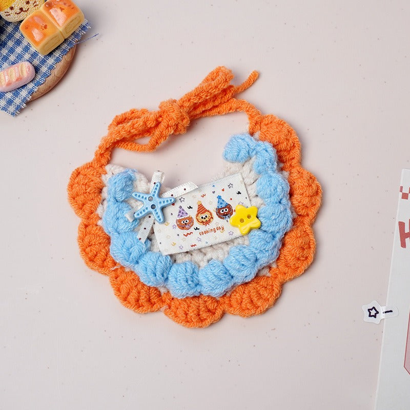 Medium/Large Bartholomew bear Crochet Bib Outfit - Orange Bib