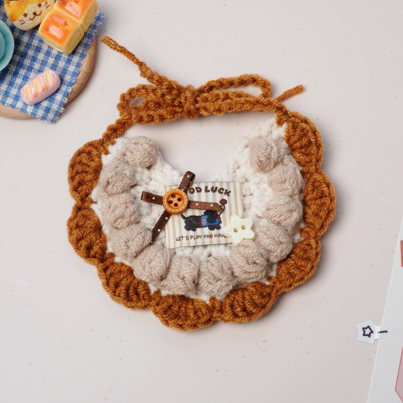 Medium/Large Bartholomew bear Crochet Bib Outfit - Brown Puppy Bib