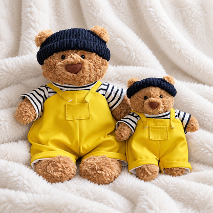 Seafarer Outfit with Yellow PU Overalls for Bartholomew Bear Plush – 10–16 Inch Outfit