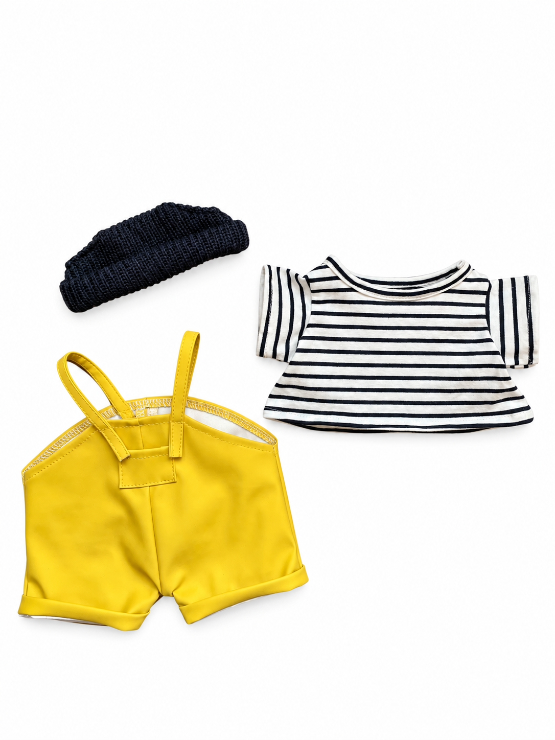Seafarer Outfit with Yellow PU Overalls for Bartholomew Bear Plush – 10–16 Inch Outfit