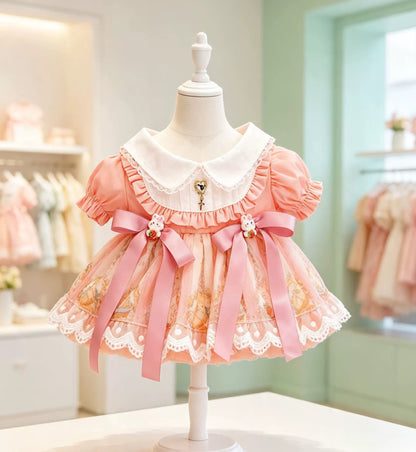 Sakura Pink Lolita Dress for Bartholomew Bear Plush – 10–14 Inch Outfit