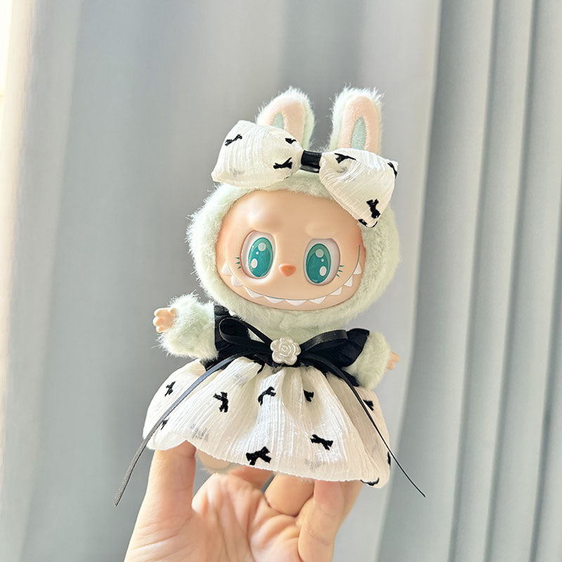 4inch bag charm cute custom clothes outfits - black white bow dress