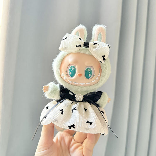 4inch bag charm cute custom clothes outfits - black white bow dress