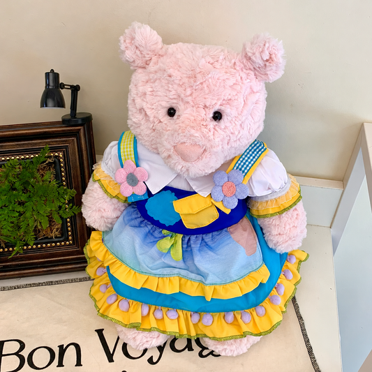 Blue Ombre Puffy Dress for Bartholomew Bear Plush – 14-Inch Outfit