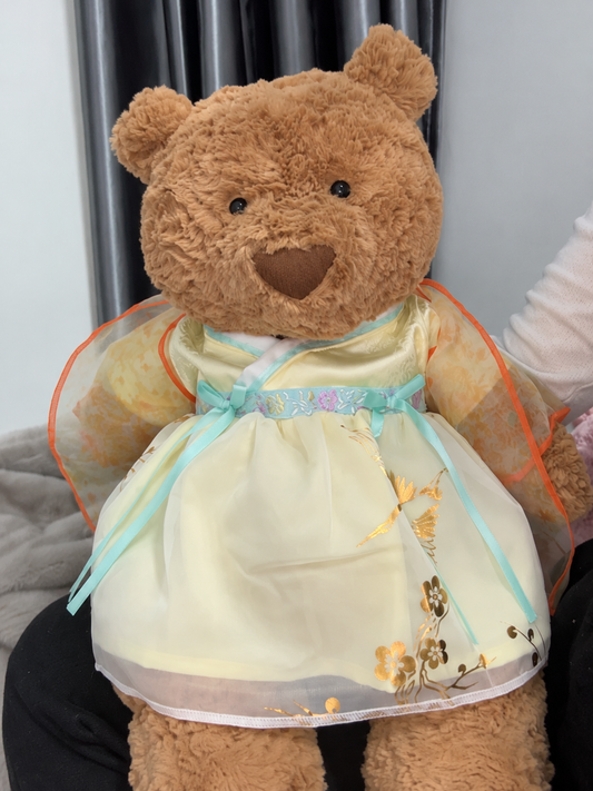 Yellow Chinese Hanfu Outfit for Bartholomew Bear Plush – 14-Inch Outfit