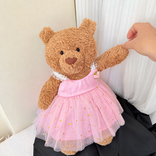 Pink Star Tulle Dress for Bartholomew Bear Plush – 14-Inch Outfit
