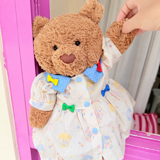 Rainbow Bow Princess Dress for Bartholomew Bear Plush – 14-Inch Outfit
