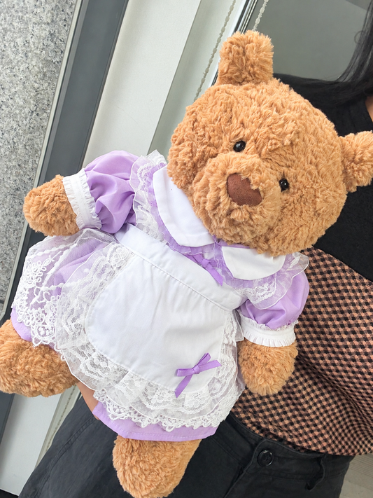 Purple Bow Puffy Tulle Dress for Bartholomew Bear Plush – 14-Inch Outfit