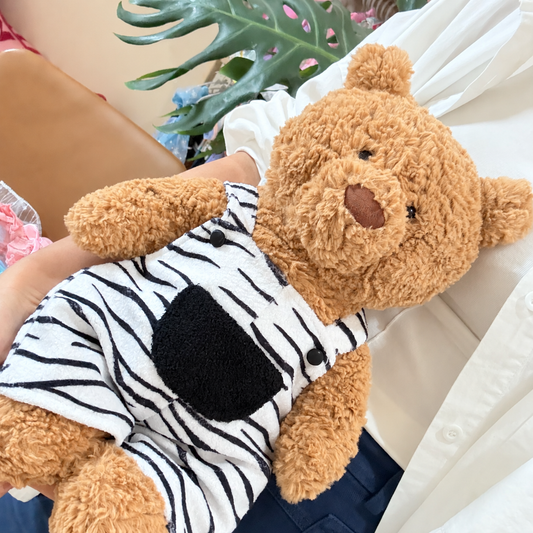 Zebra Straight-Leg Overalls for Bartholomew Bear Plush – 14-Inch Outfit