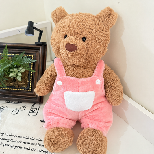 Pink Cuffed Overalls for Bartholomew Bear Plush – 14-Inch Outfit