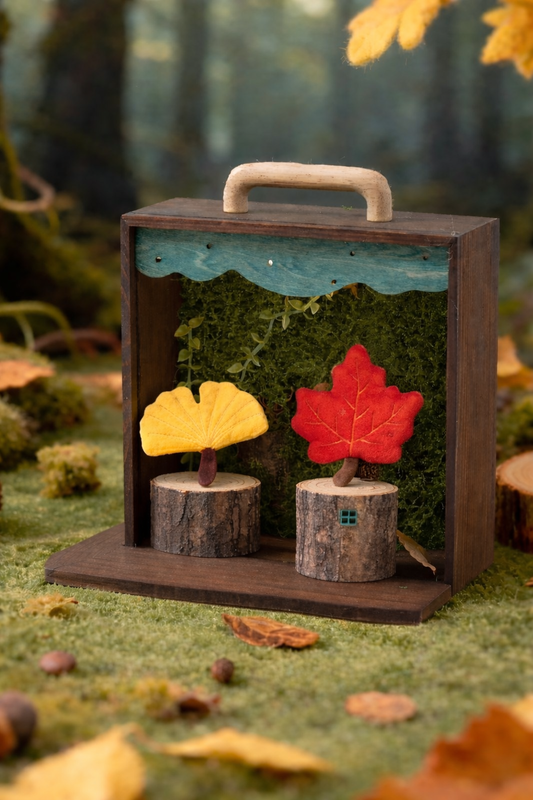 PlushWoods - Red Maple Leaf/Ginkgo Leaf plush bag charm keychain(built-in magnet)