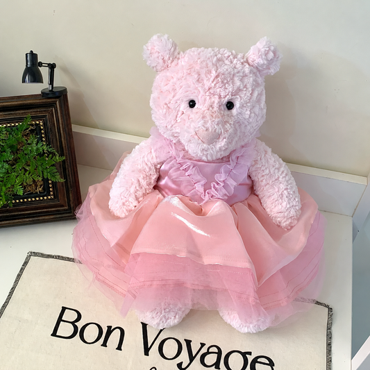 Pink Shimmer Tulle Puffy Dress for Bartholomew Bear Plush – 14-Inch Outfit