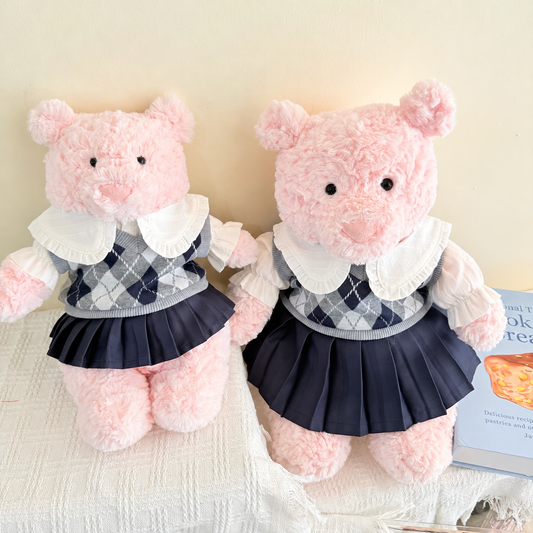 Preppy Argyle Dress for Bartholomew Bear Plush – 10–14 Inch Outfit