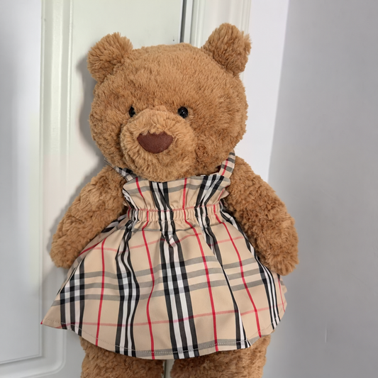 Yellow Plaid Dress for Bartholomew Bear Plush – 14-Inch Outfit