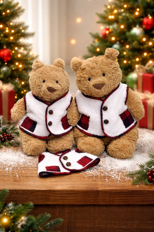Christmas Red Fleece-Lined Vest for Bartholomew Bear Plush – 10–16 Inch Outfit