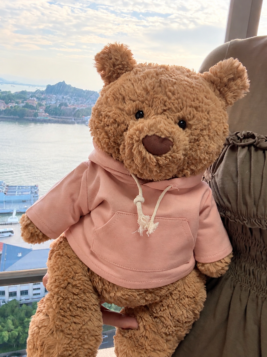 Soft Pink Hoodie for Bartholomew Bear Plush – 14-Inch Outfit
