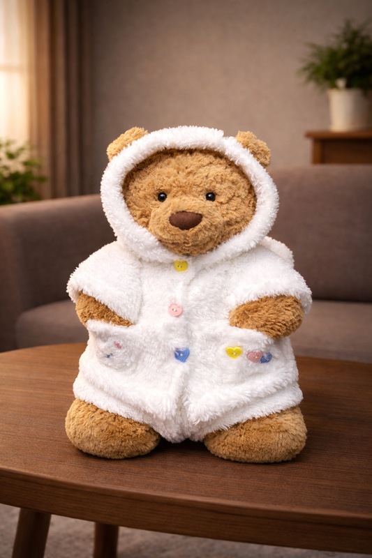 White Teddy Bear Furry Outfit Set for Bartholomew Bear Plush – 10–16 Inch Outfit