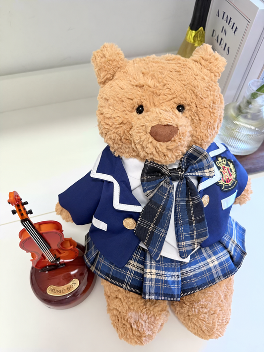 Navy Plaid Jk Uniform 3-Piece Outfit Set for Bartholomew Bear Plush – 14-Inch Outfit
