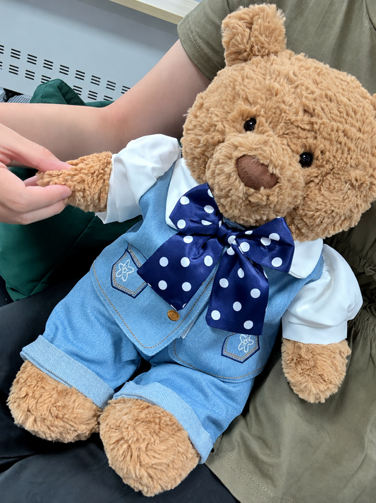 Women's Denim 2-Piece Outfit Set for Bartholomew Bear Plush – 14-Inch Outfit