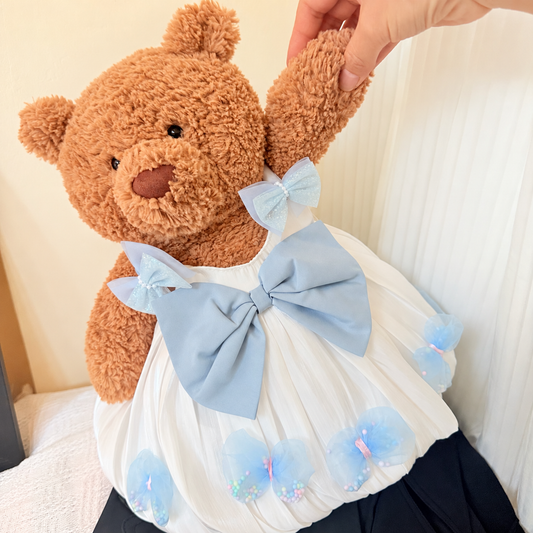 Blue Dreamy Satin Dress for Bartholomew Bear Plush – 14-Inch Outfit